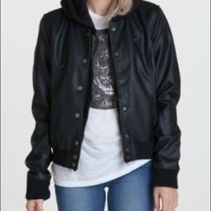 Obey Propaganda Leather Jacket with Hoodie